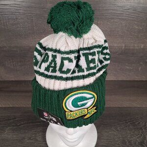 Green Bay Packers Hat Adult One Size Green Football New Era Beanie Fleece Lined